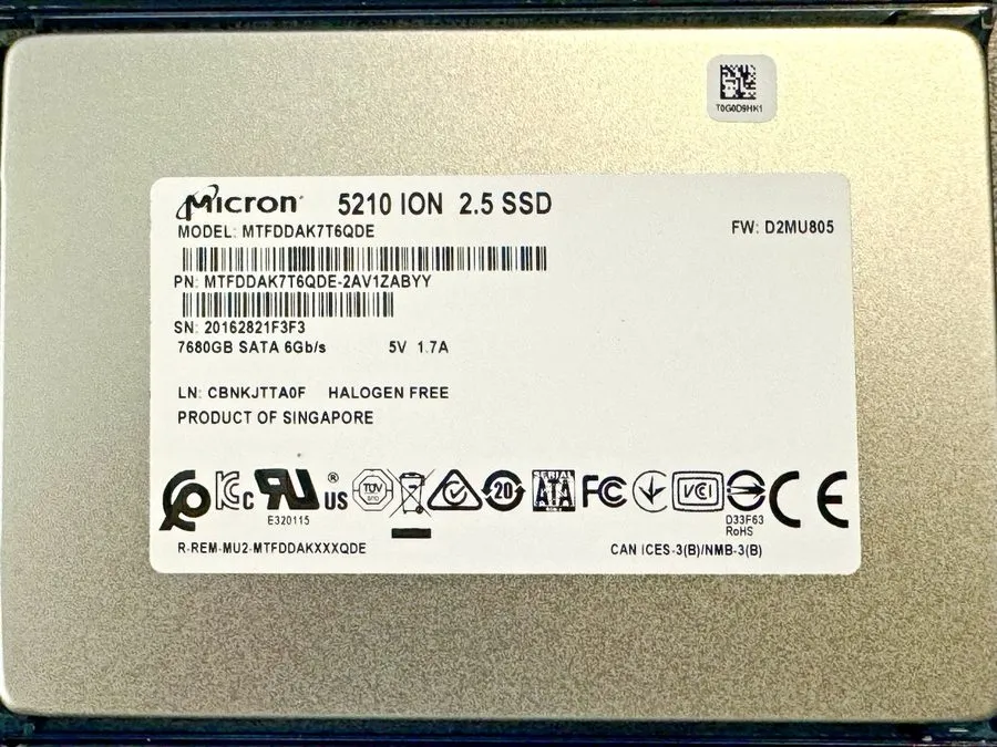 SSD-накопитель Micron 5210 ION 7.68TB SATA 6Gb/s QLC 2.5" Enterprise SSD MTFDDAK