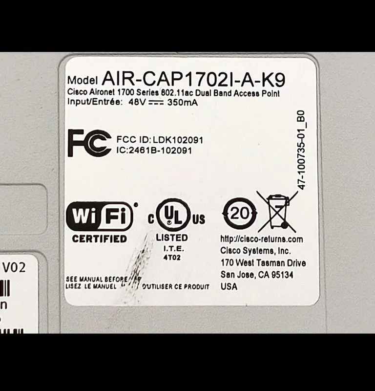 Точка доступа Wi-Fi Cisco AiroNet 1702i Wireless Access Point 802.11ac AIR-CAP17 — фото лота 4