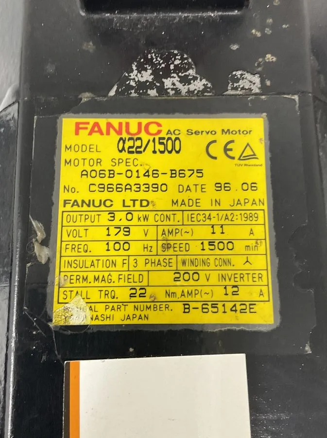 Серводвигатель Fanuc A06B-0146-B675 AC Servo Motor A22/1500 3.0 kW 3PH