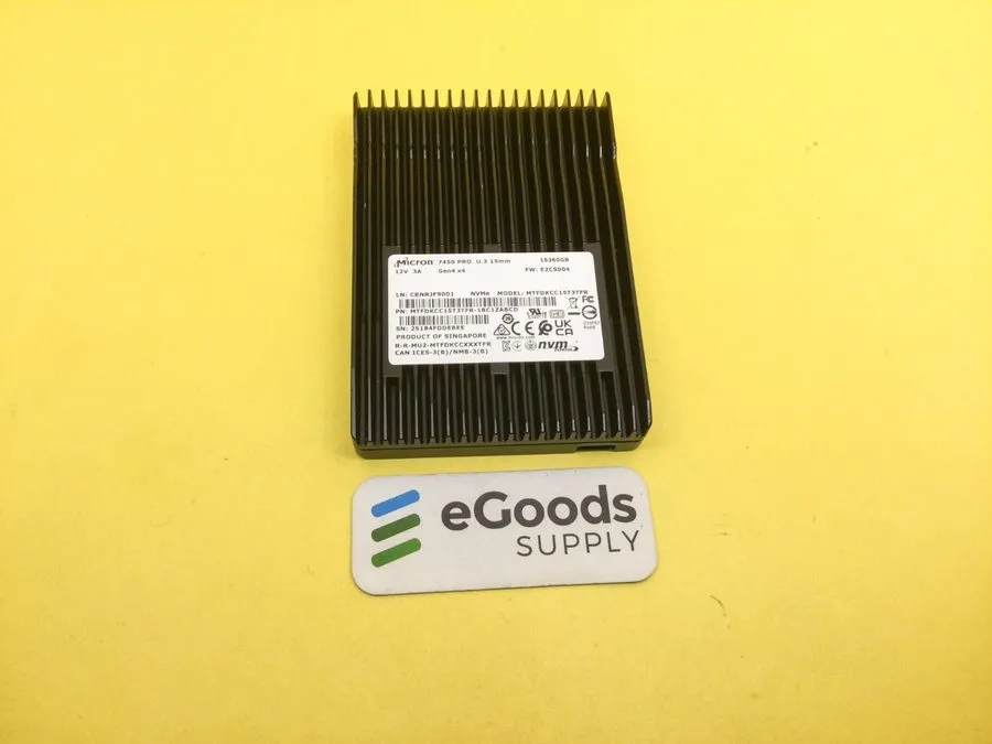 SSD-накопитель Micron MTFDKCC15T3TFR 15.36TB NVME U.3 2.5in SSD (80%-89% Health 