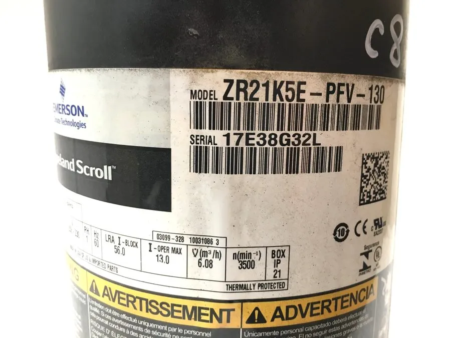 Компрессор Copeland 1.5 Ton Scroll AC Compressor ZR21K5E-PFV-130 R-22 208-230V # — фото лота 1