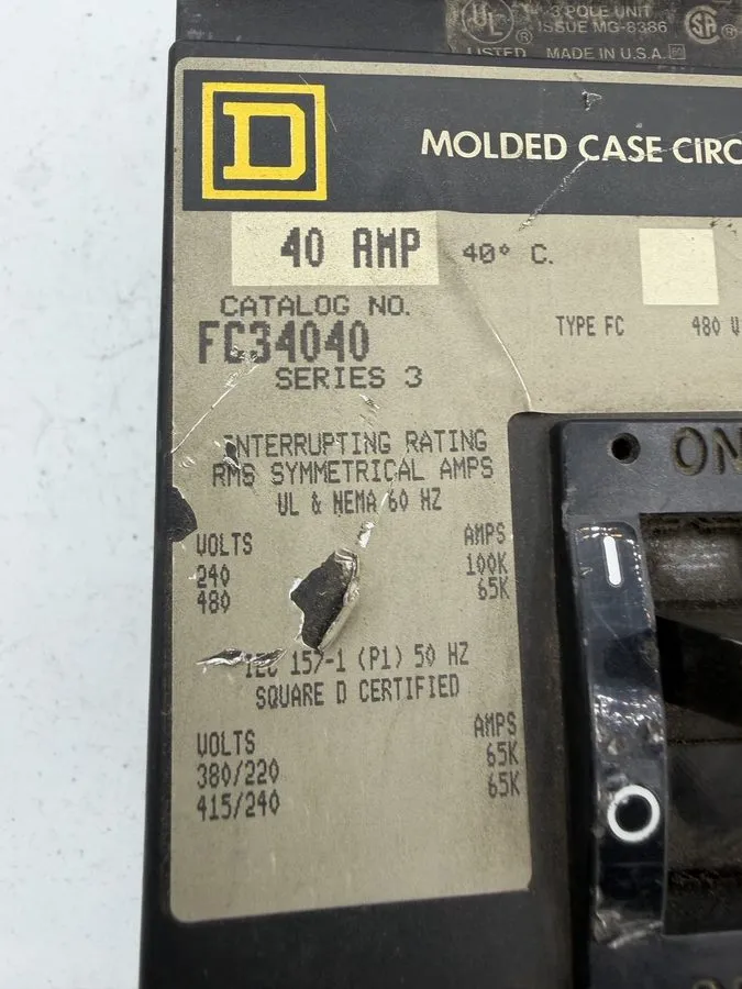 Автоматический выключатель Square D FC34040 I-line Circuit Breaker. 40A. 3P. 480