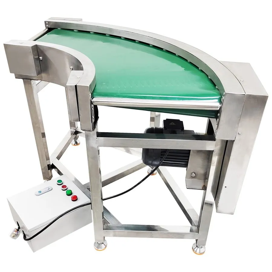 Конвейер 110V 90° Change Direction Green PVC Belt Conveyor 15.7in Width Speed Ad