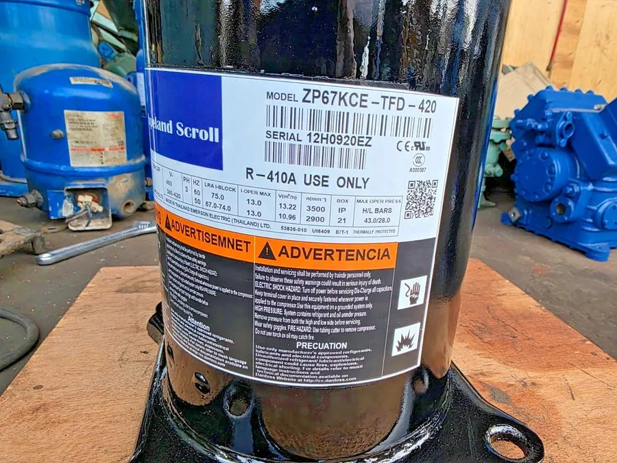 Компрессор COPELAND SCROLL COMPRESSOR ZP67KCE-TFD-420 R410A — фото лота 1