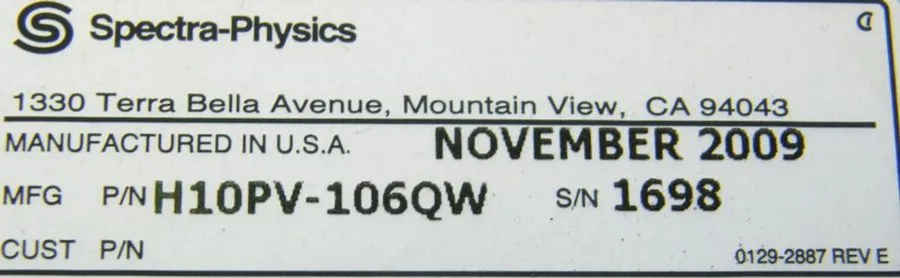 Лазерная головка Spectra Physics Hippo H10PV-106QW Laser Head 11.2010