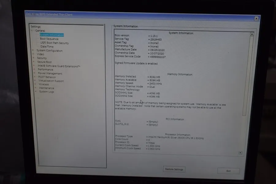 SSD-накопитель DELL Wyse 5070 Thin Client Intel Pentium Silver J5005 1.5 GHz 8GB