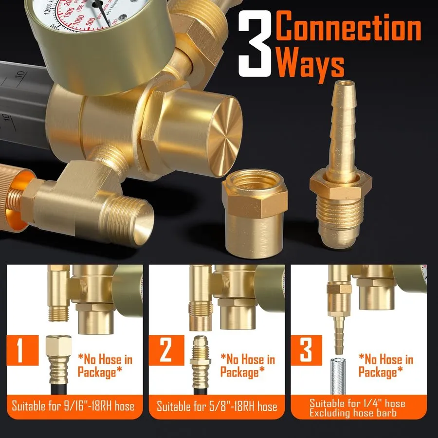 Расходомер Argon/CO2 Mig Tig Flow Meter Gauge Welding Weld, CGA580 Inlet Gas Reg — фото лота 2