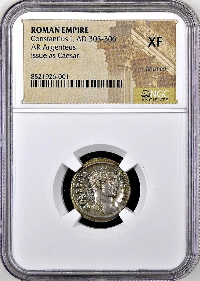 Лабораторный прибор 305-306 AD Constantius I Silver Argenteus Ancient Roman Coin