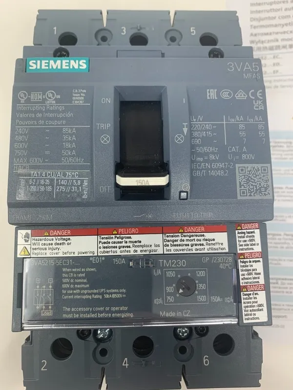 Автоматический выключатель Siemens 3VA5215-5EC31-0AA0 150 Amp 600 VAC 3 Pole Cir