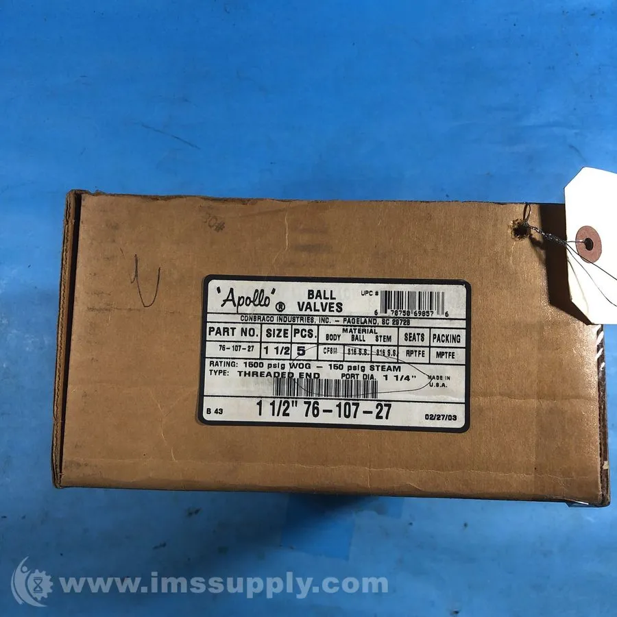 Клапан Apollo 76-107-27 1-1/2" CF8M 316 SS Stainless Steel Ball Valve 1500 WOG