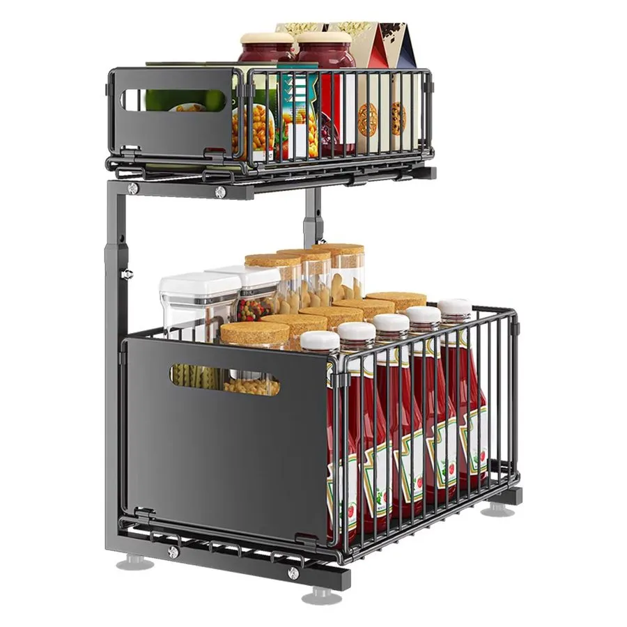 Вакуумная присоска 2-Tier Under Basin Organizer Metal Pull-Out Storage Rack Shel