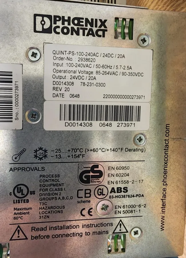 Блок питания Phoenix Contact QUINT-PS-100-240AC/24DC/20A DC Power Supply 24VDC 2