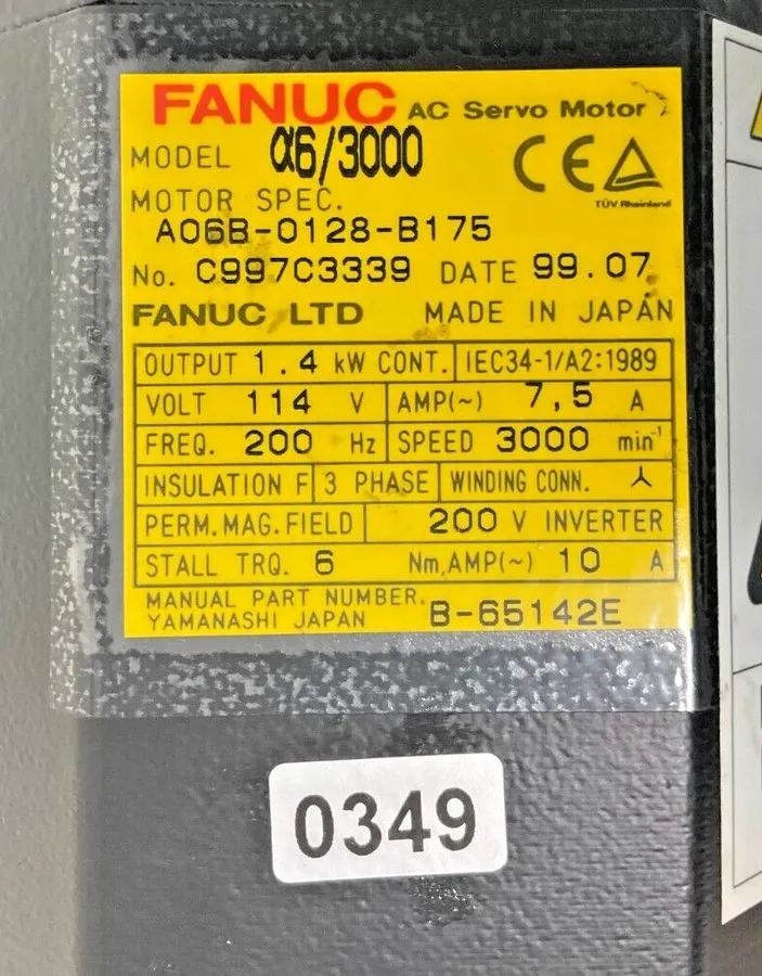 Серводвигатель Fanuc AC Servo Motor A06B-0128-B175, Output 1.4kw