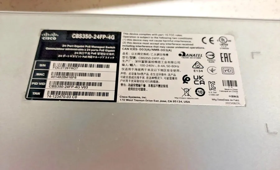 Коммутатор Cisco CBS 350-24P-4G Managed Switc PoE Description — фото лота 1