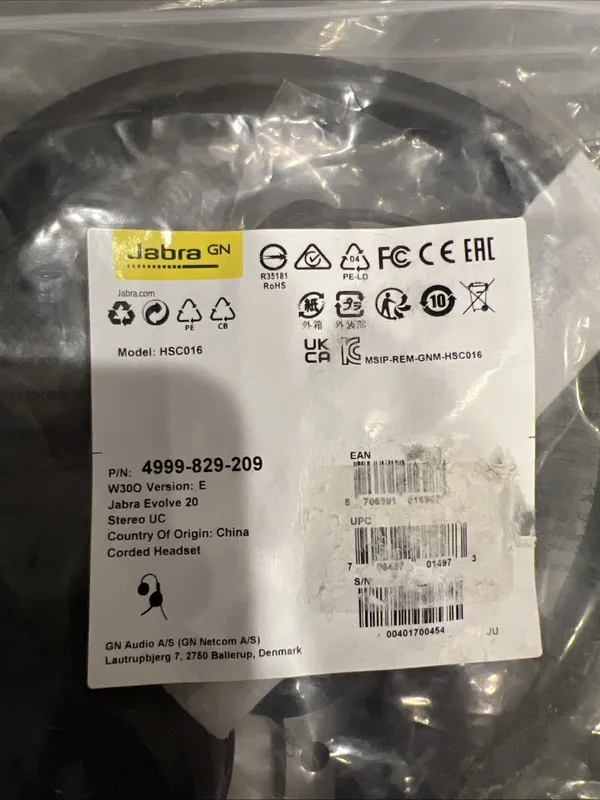 VoIP-шлюз Jabra EVOLVE 20 UC Stereo Black 3.5mm Wired Headset 4999-829-209