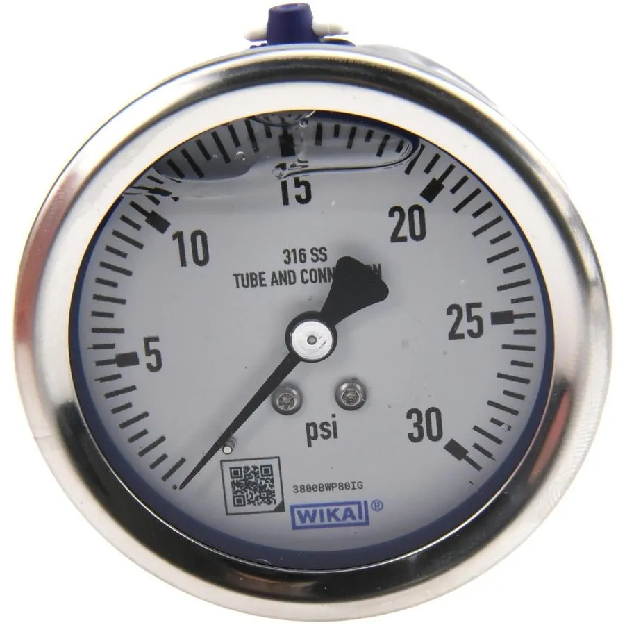 Трубопроводная арматура Wika Pressure Gauge 30 PSI. 1/4” Center Back Mount P/N 9