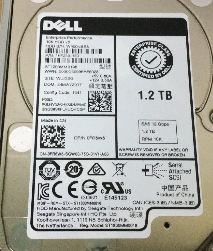 Жёсткий диск Dell FR6W6 ST1200MM0198 1.2TB 10K RPM 128MB Cache 12Gb/s SAS HDD 2.