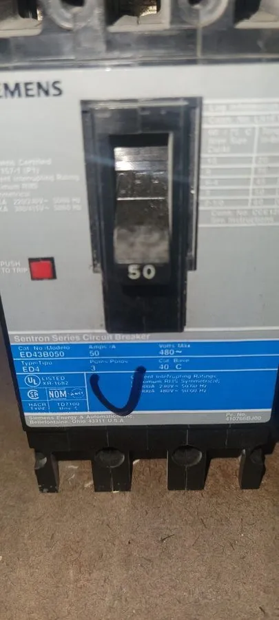 Автоматический выключатель Siemens ED43B050 Sentron Series Circuit Breaker 50A 3