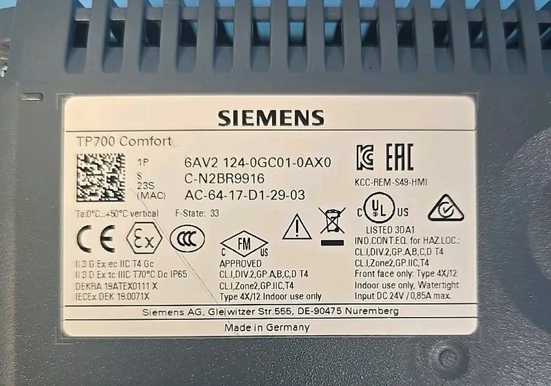 Панель оператора Siemens SIMATIC 6AV2 124-0GC01-0AX0 HMI TP700 Comfort Panel (Pa — фото лота 1