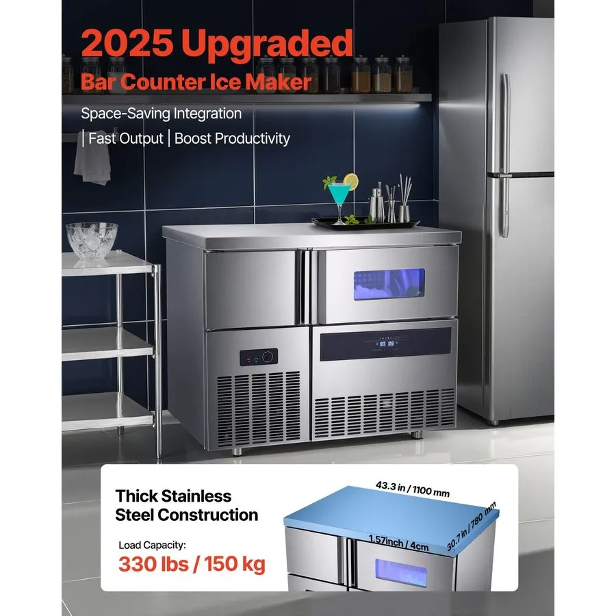 Льдогенератор Stainless Worktable Ice Maker 330lb/24H Self-Cleaning
