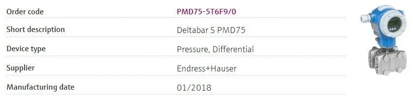 Датчик давления Endress+Hauser PMD75 Differential Pressure Transmitter