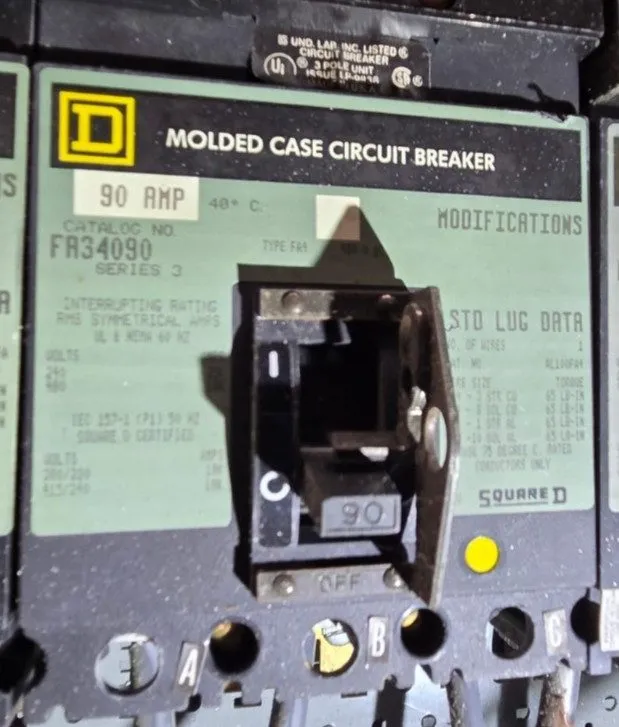 Автоматический выключатель Square D FA34090 I-Line Circuit Breaker 90A 480V 3P F
