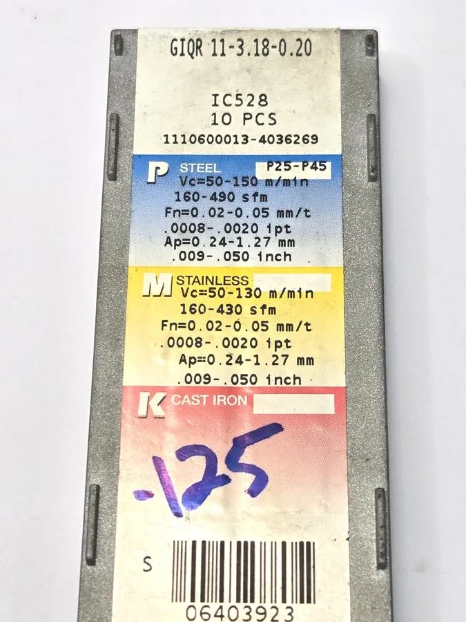 Режущий инструмент 1 BOX ISCAR GIQR 11-15-2.00 R100 IC528 CARBIDE INSERT