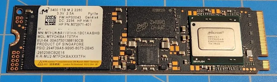 SSD-накопитель Micron MTFDKBA1T0TFH-1BC1AABHB 1TB NVMe SSD M.2 2280 SN Last 5: H