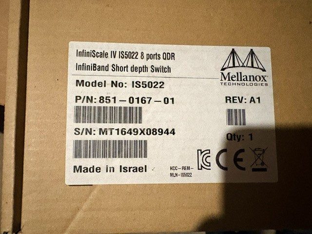 Коммутатор Mellanox IS5022 InfiniBand Switch 8-Port 40Gb/s QSFP QDR 1U Rackmount