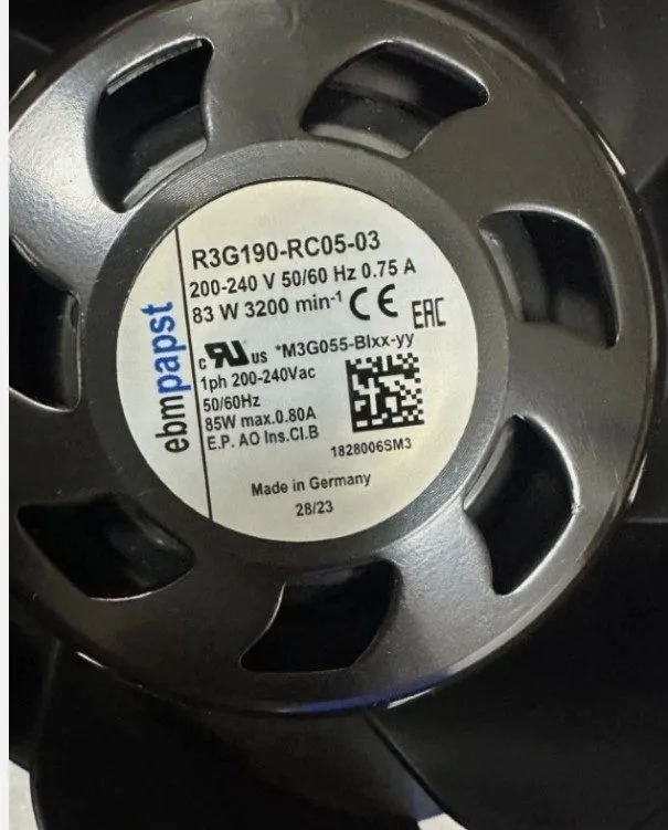 Вентилятор R3G190-RC05-03 Centrifugal Fan 230VAC 50Hz 0.75A 83W 3200RPM 410CFM B