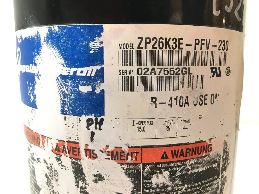 Компрессор Copeland 2 Ton Scroll A/C Compressor ZP26K3E-PFV-230 ZP26K3E-PFV-830 
