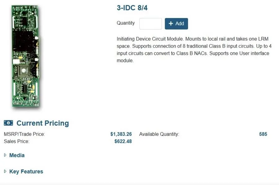 Модуль EDWARDS EST 3-IDC8/4 Initiating Device Circuit Fire Alarm Module Un Op — фото лота 1