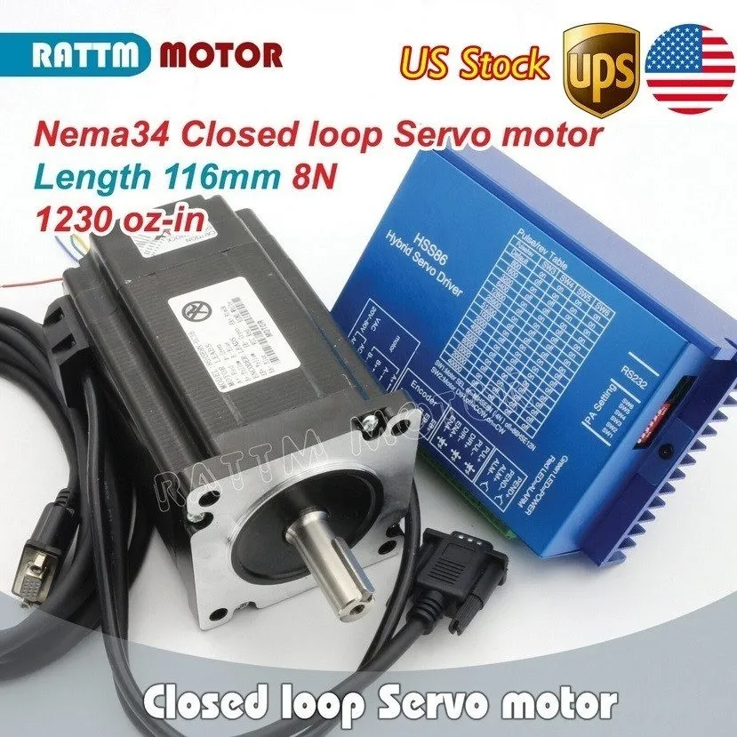 Редуктор 【USA】CNC Nema34 8N.m Closed-loop Stepper Motor Hybrid Servo Driver HSS8