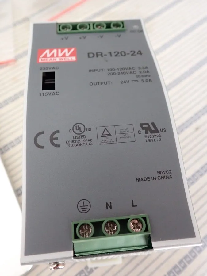 Блок питания MEANWELL POWER SUPPLY 24DC at 5amps 100/240AC Supply DR-120-24