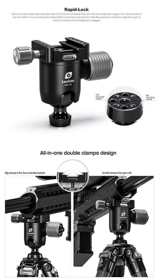 Оборудование видеонаблюдения Leofoto Tripod SA-404C+MG-40 Rapid-lock Ball Head w