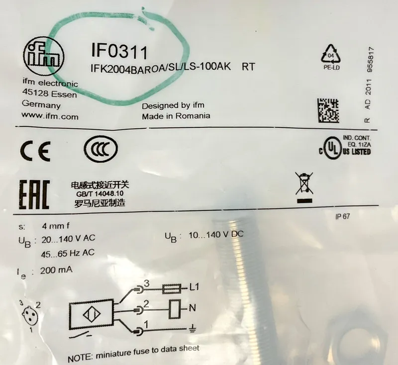 Датчик приближения IFK2004BAROA/SL-LS-100AK Proximity Switch Sensor IF0311