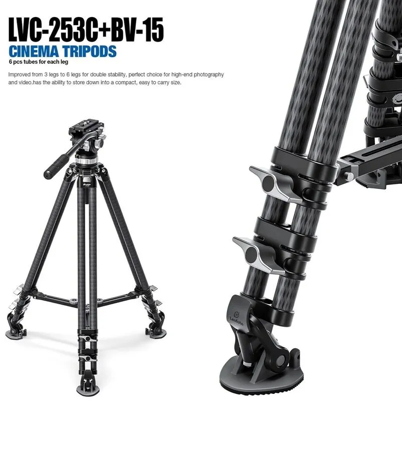Оборудование видеонаблюдения OPEN Leofoto LVC-253C+BV-15 Twin Leg Video Tripod w