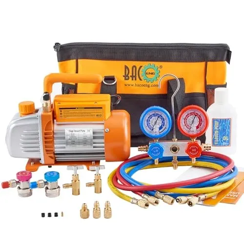 Насос 3.6CFM 1/4HP AC Vacuum Pump and Gauge Set, HVAC Vacuum Pump Kit & 3Way