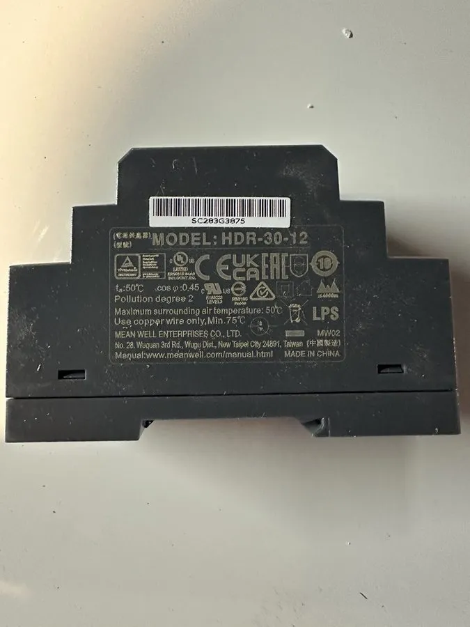 Блок питания Mean Well HDR-30-12 24W 12VDC 2A DIN Rail Switchmode Power Supply — фото лота 1