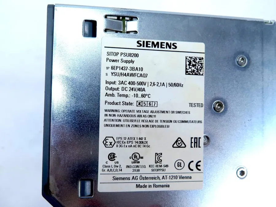 Блок питания SIEMENS 6EP1437-3BA10 SITOP PSU8200 POWER SUPPLY, 24VDC, 40A. 4E-21