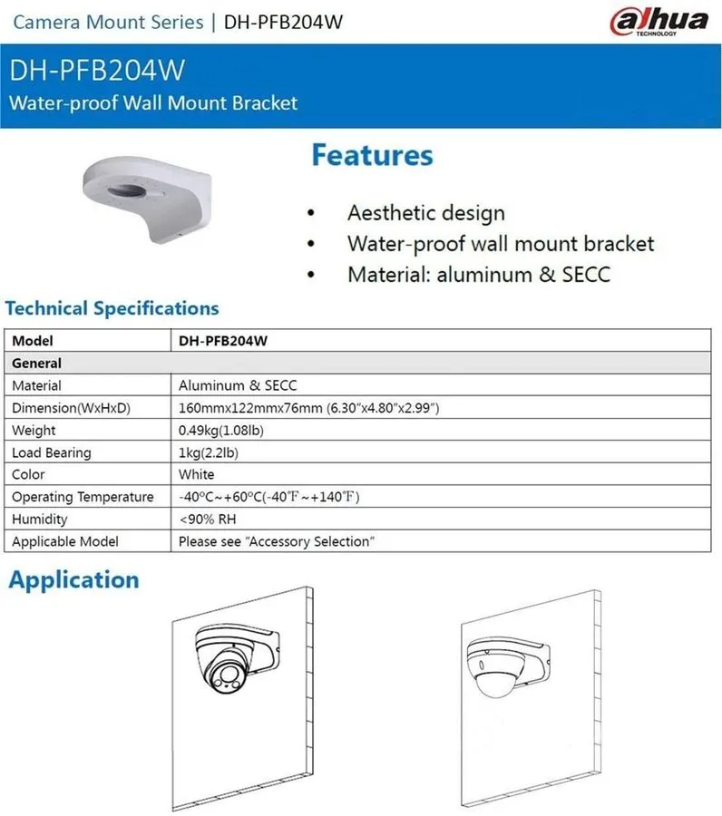 Камера PFB204W Wall Mount Bracket Aluminum Alloy Waterproof