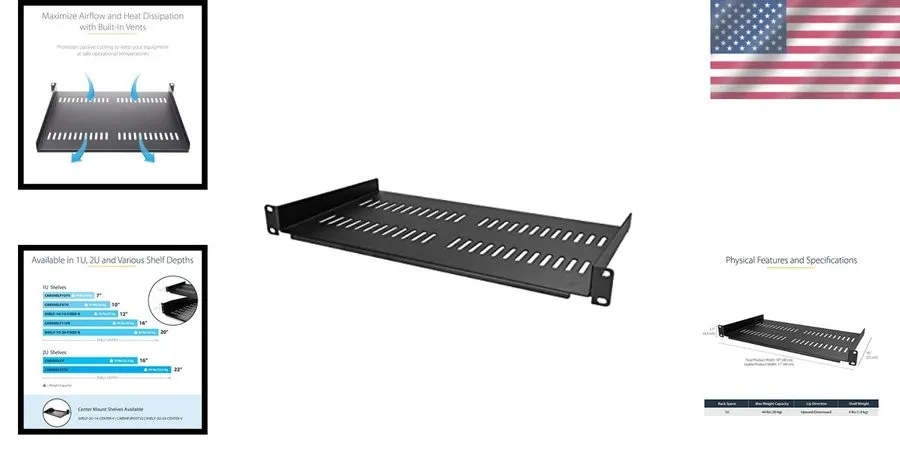 Стойка/шкаф StarTech CABSHELFV1U 1U Vented Fixed Server Rack Shelf Heavy Duty St
