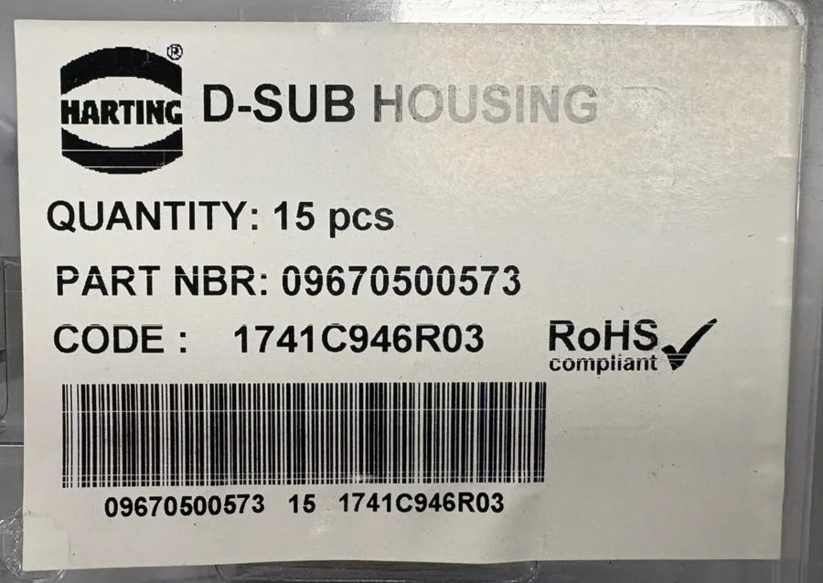 Электронный компонент HARTING 09670370443 D-SUB BACKSHELL 50pin gray Plastic Hoo — фото лота 2