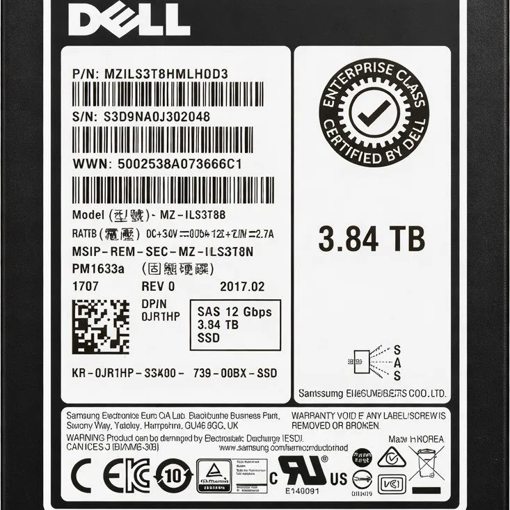 SSD-накопитель Dell/Samsung PM1633a 3.84TB MZILS3T8HMLH SAS 12Gb/s 3D TLC 1 DWPD