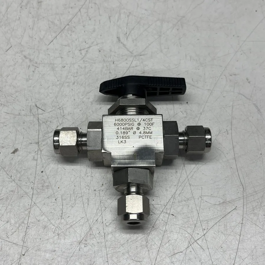 Клапан Ham-Let H-6800-Ss-L-1/4-Cst 1/4" Compr Stainless Steel Mini Ball Valve 3-