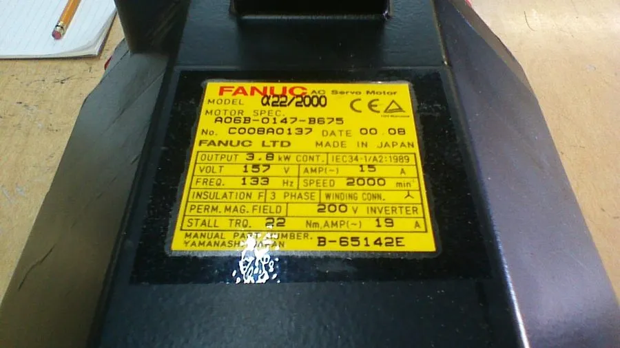 Серводвигатель Fanuc CNC A06B-0147-B675 3.8kW 157VAC 15AMP AC Servo Motor
