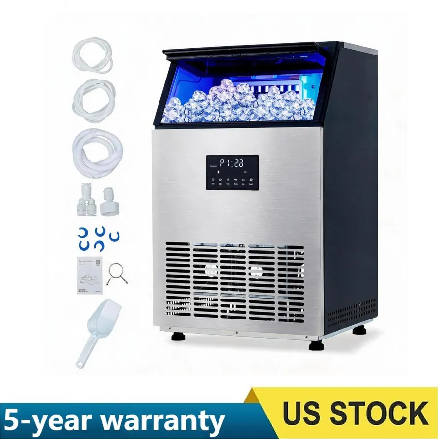 Льдогенератор VEVOR Commercial Ice Maker 100 lbs/24h Ice Machine 16-30 lbs Stora