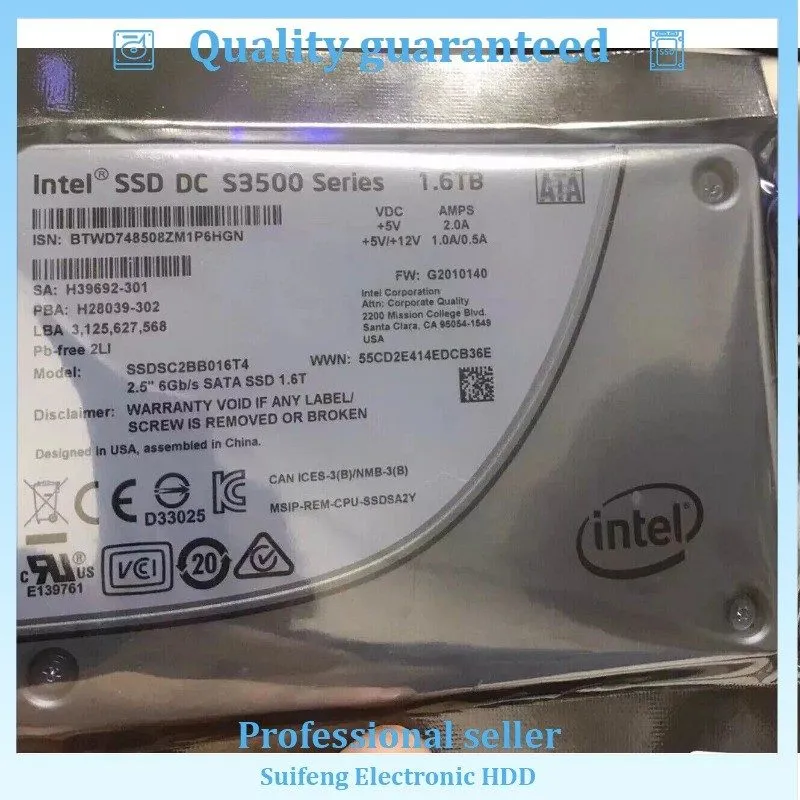 SSD-накопитель SSDSC2BB016T4 Intel DC 3500 Series 1.6TB SATA 6Gbps 2.5in Interna
