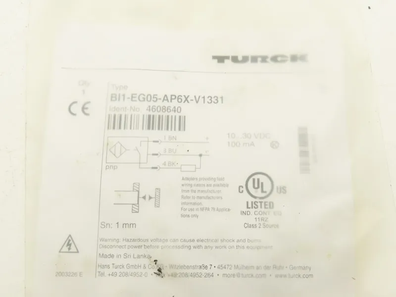 Датчик приближения Turck BI1-EG05-AP6X-V1331 Inductive Proximity Sensor 10-30VDC