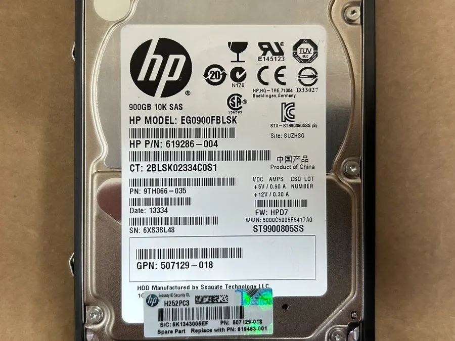 Жёсткий диск EG0900FBLSK HPE 900GB SAS 6G 10K SFF SGT HDD